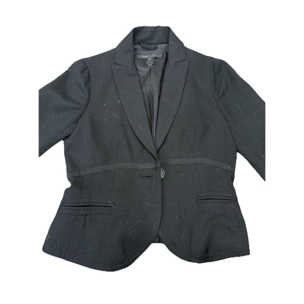 Marc Jacobs Black Single Button Blazer Size 6 Grosgrain Trim Tailored Jacket
